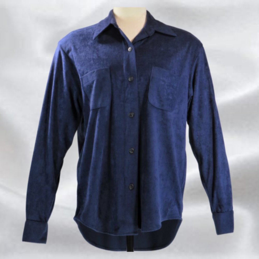 WilliWear Blue Microsuede Shirt in Size Medium